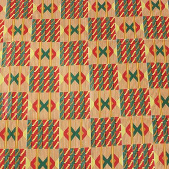 Native pattern, 12-yard bolts. Gold, green, red