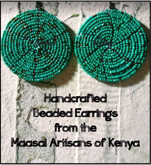 Maasai Beaded Earrings - Round, Turquoise