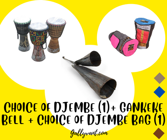 DJEMBE DRUM + BAG + GANKEKE BELL Bundle *SPECIAL BUY*