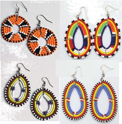 Maasai Beaded Earrings - One Dozen Assorted Small/Medium