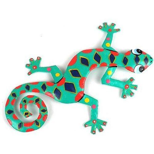 Eight Inch Spotted Metal Gecko Handmade and Fair Trade